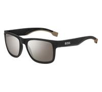 Hugo Boss Uomo BOSS 1496/S 087/ZV Occhiali da sole Plastica Nero-opaco Argento Squadrata Polarizzata Specchiato