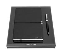 Hugo Boss Writing Set Ballpoint Pen Gear Icon and A5 Notepad Elegance Storyline