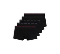 HUGO Boxer corti in cotone elasticizzato con elastico in vita con logo in confezione da cinque - Style TRUNK FIVE PACK, 50532619 Nero L