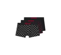 HUGO Boxer corti in cotone elasticizzato con elastico in vita con logo in confezione da tre - Style TRUNK TRIPLET GIFT, 50549140 Nero a motivi M