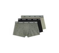HUGO Boxer corti in cotone elasticizzato in confezione da tre - Style TRUNK TRIPLET DESIGN, 50532550 Nero / Verde M