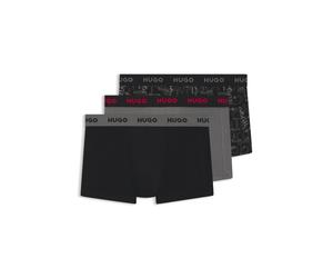 HUGO Boxer corti in cotone elasticizzato in confezione da tre - Style TRUNK TRIPLET DESIGN, 50532550 Nero / Grigio L