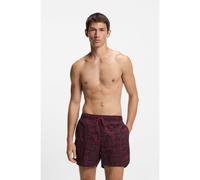 HUGO Boxer da mare con stampa della stagione e orlo arrotondato - Style RIK, 50533795 Rosso scuro M