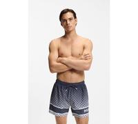HUGO Boxer da mare stampati con striscia e logo - Style PALMS_SWIM_SHORTS, 50561097 Grigio M