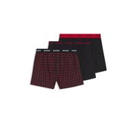 HUGO Boxer in cotone con elastico in vita con logo in confezione da tre - Style WOVEN BOXER TRIPLET, 50532565 Nero / Rosso XL