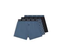 HUGO Boxer in cotone con elastico in vita con logo in confezione da tre - Style WOVEN BOXER TRIPLET, 50532565 Blu M