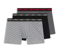 HUGO Boxer con elastico in vita con logo ripetuto in confezione da tre - Style BOXER BR PLANET DES, 50545674 Nero / Grigio L