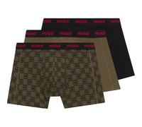 HUGO Boxer in cotone elasticizzato in confezione da tre - Style BOXERBR TRPLT DESIGN, 50532559 Nero / Verde scuro XS
