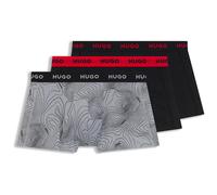HUGO Boxer corti in cotone elasticizzato in confezione da tre - Style TRUNK TRIPLET DESIGN, 50532550 Nero / Grigio S