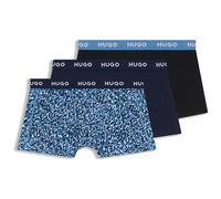 HUGO Confezione da tre boxer in cotone elasticizzato con fascia in vita logata - Style TRUNK TRIPLET DESIGN, 50532550 Blu M