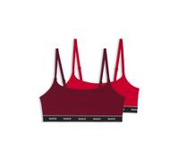 HUGO Bralette in cotone elasticizzato con elastico con logo in confezione da due - Style TWIN BRALETTE STRIPE, 50545691 Rosso scuro / Rosso chiaro XXL