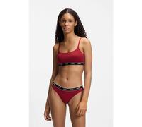 HUGO Bralette in cotone elasticizzato con elastico con logo in confezione da due - Style TWIN BRALETTE STRIPE, 50545691 Nero / Rosso XS