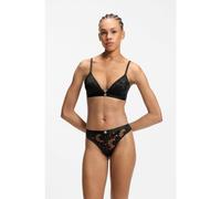 HUGO Brasiliana in pizzo floreale con dettaglio logo scomposto - Style BLOOM LACE THONG, 50561611 Nero M