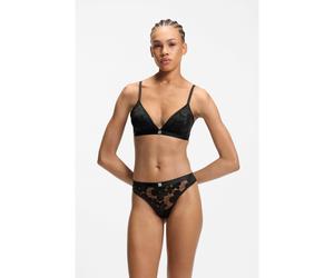 HUGO Brasiliana in pizzo floreale con dettaglio logo scomposto - Style BLOOM LACE THONG, 50561611 Nero M