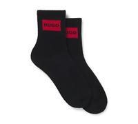 HUGO Calze corte con loghi rossi in confezione da due - Style 2P QS RIB LABEL CC W, 50510661 Nero 36-42