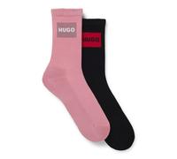HUGO Calze corte con loghi rossi in confezione da due - Style 2P QS RIB LABEL CC W, 50510661 Nero / Rosa 35-38