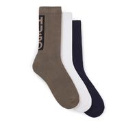 HUGO Calze corte con logo verticale in confezione da tre - Style 3P QS BACK LABEL CC, 50521068 Bianco / Blu / Grigio 43-46