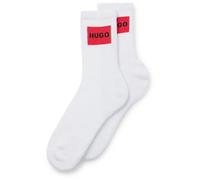 HUGO Calze corte con loghi rossi in confezione da due - Style 2P QS RIB LABEL CC W, 50510661 Bianco 39-42