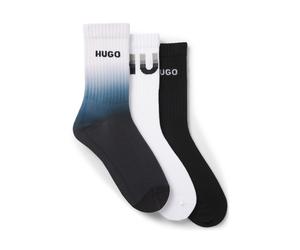 HUGO Calzini a lunghezza media con logo in confezione da tre - Style 3P QS RIB RISING CC, 50553223 Nero / Bianco / Blu 43-46