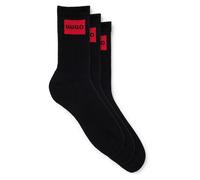 Hugo Calze corte Style 3P QS RIB LABEL CC – etichetta con logo rossa – confezione da tre Nero 43-46
