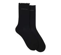 HUGO Calze corte in maglia a coste con bordo smerlato in confezione da due - Style 2P SH LETTUCE CC W, 50560891 Nero 39-42