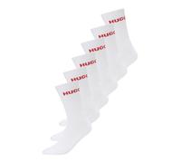 HUGO Calze a tre quarti con logo in confezione da sei - Style 6P QS RIB LOGO CC, 50510187 Bianco 39-42