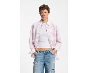 HUGO Camicetta oversize in cotone a righe con logo Happy HUGO - Style Elisana_B, 50562969 Rosa chiaro 44