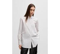 HUGO Camicetta oversize in cotone a righe con stampa con farfalle - Style The Oversize Shirt, 50533037 Bianco a motivi 46