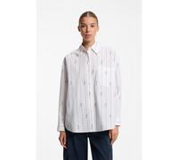 HUGO Camicetta oversize in popeline di cotone con loghi in corsivo - Style Elisana_B, 50569370 Bianco a motivi 42