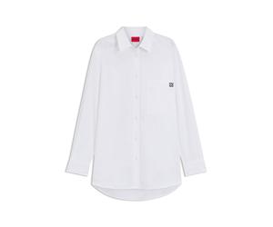 HUGO Camicetta oversize in tela di cotone con logo ricamato - Style The Oversize Shirt, 50515741 Bianco 36