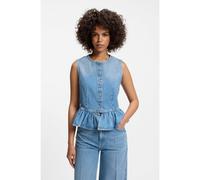 HUGO Camicetta regular fit senza maniche in denim con orlo a peplo - Style Gimma, 50563534 Blu L