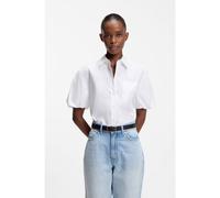 HUGO Camicetta relaxed fit in popeline di cotone - Style Evergreen, 50559499 Bianco 38