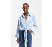 HUGO Camicetta relaxed fit in satin elasticizzato con dettaglio a cravatta - Style Errika, 50531538 Celeste 44
