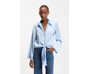 HUGO Camicetta relaxed fit in satin elasticizzato con dettaglio a cravatta - Style Errika, 50531538 Celeste 42