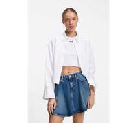 HUGO Camicia oversize gessata in cotone con orlo aperto - Style Ekla_B, 50562977 Bianco 48