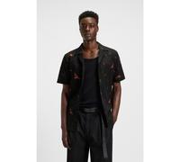 HUGO Camicia relaxed fit in popeline di cotone con stampa - Style Ellino, 50545328 Nero XL