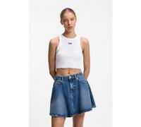 HUGO Canotta corta in cotone elasticizzato con etichetta con logo blu - Style Baby Tank_B, 50511450 Bianco XXL