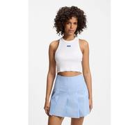 HUGO Canotta corta in cotone elasticizzato con etichetta con logo blu - Style Baby Tank_B, 50511450 Bianco XS