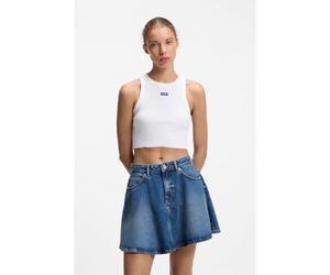 HUGO Canotta corta in cotone elasticizzato con etichetta con logo blu - Style Baby Tank_B, 50511450 Bianco XXL