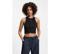 HUGO Canotta corta in cotone elasticizzato con etichetta con logo blu - Style Baby Tank_B, 50511450 Nero XXL