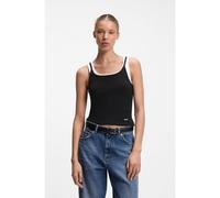 HUGO Canotta extra slim a strati in cotone - Style Dorough_B, 50564401 Nero / Bianco L