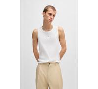 HUGO Canotta in cotone elasticizzato a coste con logo stampato - Style Dapota, 50542089 Bianco L