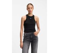 HUGO Canotta in cotone elasticizzato con etichetta con logo blu - Style Easy Tank_B, 50508857 Nero M
