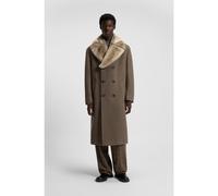 HUGO Cappotto in lana vergine con colletto rimovibile in pelliccia sintetica - Style Macario2541, 50546526 Grigio M