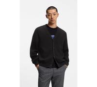 HUGO Cardigan in cotone con lavorazione a maglia - Style San Jared-C, 50551509 Nero L