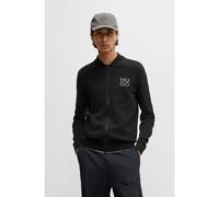 HUGO Cardigan in cotone con zip e logo scomposto - Style Solouh, 50531819 Nero L