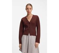 HUGO Cardigan in misto lana con logo a rivetto - Style Selosy, 50562701 Marrone L
