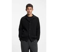 HUGO Cardigan in misto lana vergine con colletto a camicia - Style Sardeep, 50570398 Nero S
