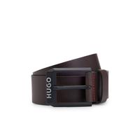 HUGO Cintura in pelle con fibbia nera opaca con logo - Style Gelio-B_Sz40, 50503404 Marrone scuro 100