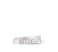 HUGO Cintura in pelle italiana con logo con cristalli e fodera interna integrale - Style Zula-S-L_Sz15, 50529601 Argento 100